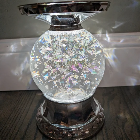 Snowflake Snow Globe Rotating Snowflake Candle Holder LED light New in Box - Picture 5 of 5